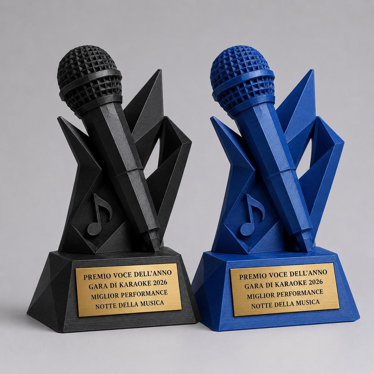 Trofeo Microfono Musicale Personalizzato in Stampa 3D | Premio Voce dell'Anno e Miglior Performance | Targa Oro Incisa Canto e Karaoke