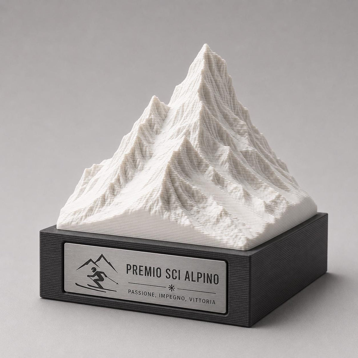 Trofeo Sci Alpino e Montagna in 3D | Premio Gara di Sci e Snowboard Personalizzato | Targa Acciaio Incisa Gara Invernale Sci Club