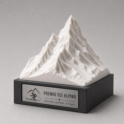 Trofeo Sci Alpino e Montagna in 3D | Premio Gara di Sci e Snowboard Personalizzato | Targa Acciaio Incisa Gara Invernale Sci Club