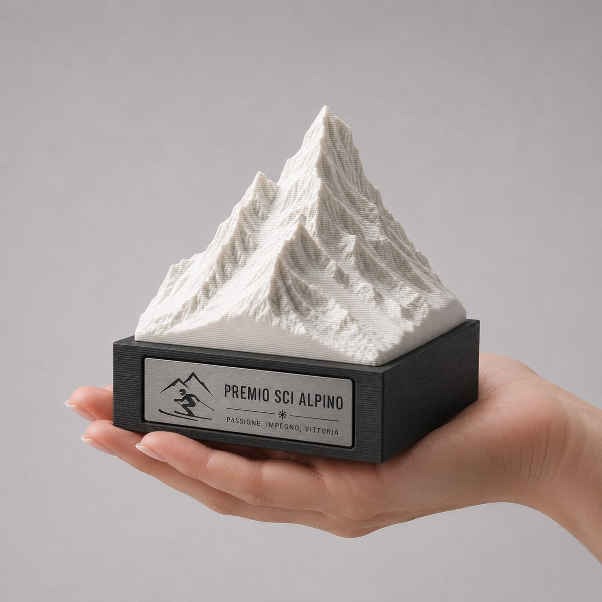 Trofeo Sci Alpino e Montagna in 3D | Premio Gara di Sci e Snowboard Personalizzato | Targa Acciaio Incisa Gara Invernale Sci Club