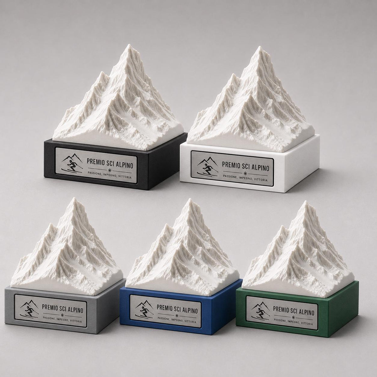 Trofeo Sci Alpino e Montagna in 3D | Premio Gara di Sci e Snowboard Personalizzato | Targa Acciaio Incisa Gara Invernale Sci Club