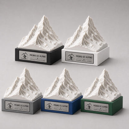 Trofeo Sci Alpino e Montagna in 3D | Premio Gara di Sci e Snowboard Personalizzato | Targa Acciaio Incisa Gara Invernale Sci Club