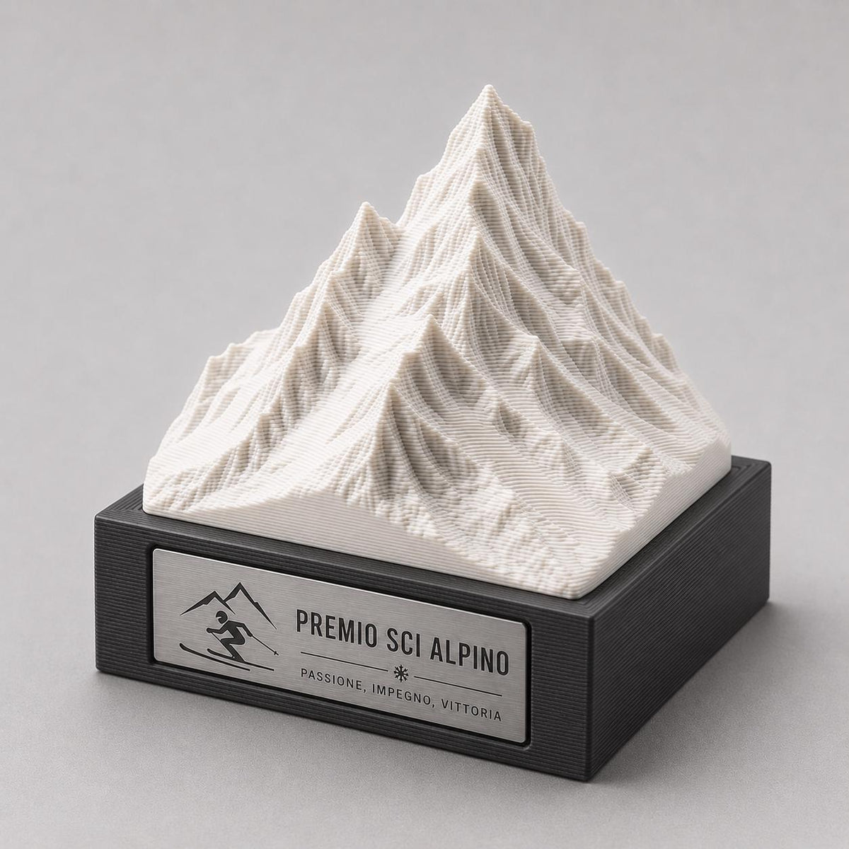 Trofeo Sci Alpino e Montagna in 3D | Premio Gara di Sci e Snowboard Personalizzato | Targa Acciaio Incisa Gara Invernale Sci Club