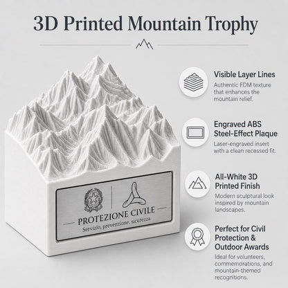 Montagna in 3D premiazione | Premio Gara di Sci e Snowboard Personalizzato | Targa Acciaio Incisa Gara Invernale Sci Club