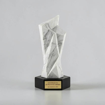 Trofeo Stampa 3D Effetto Marmo Bianco - Premio Eccellenza