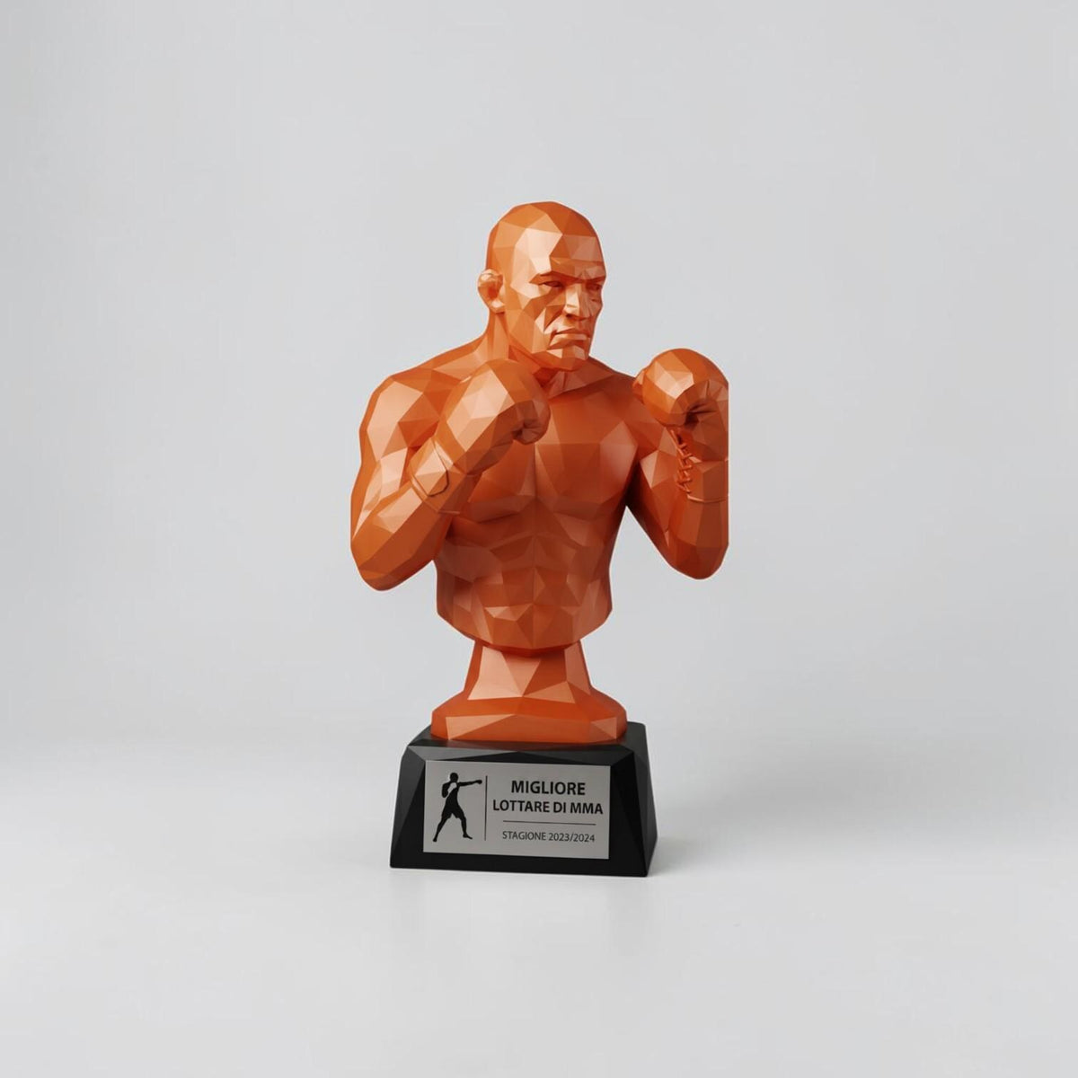 Trofeo Boxe Personalizzato 3D - Pugile MMA - Premio Miglior Combattente - Trofeo "Elite Fighter" – Stile Low-Poly Design