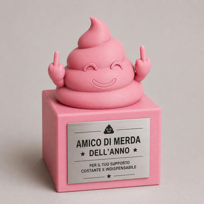 Premio ironico realizzato in stampa 3D PLA con design originale a forma di “cacca simpatica”, perfetto per scherzi tra colleghi, amici