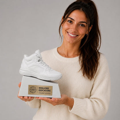 Trofeo Scarpa da Basket Personalizzato 3D - Premio Miglior Giocatore Torneo - Regalo Sportivo Moderno trofeo sneakers da pallacanestro