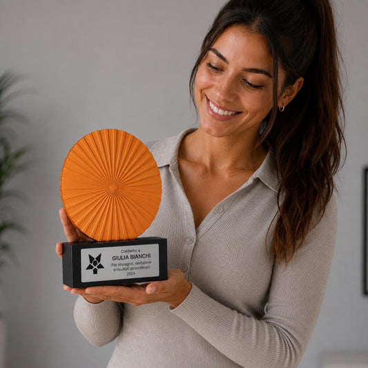Premio Trofeo Aziendale di Design Minimalista Trofeo Geometrico "Sunburst" Premio per Risultati Straordinari e Dedizione