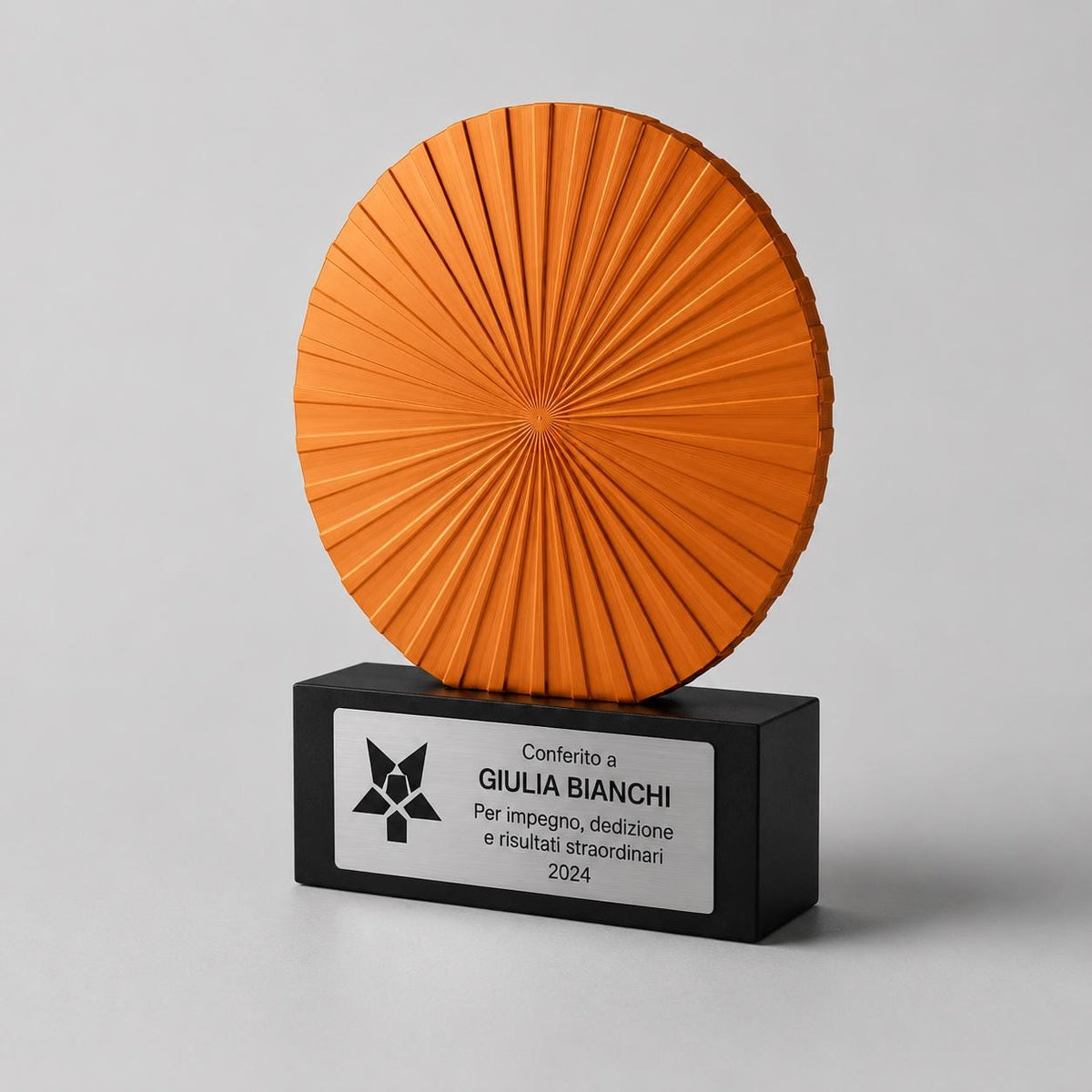 Premio Trofeo Aziendale di Design Minimalista Trofeo Geometrico "Sunburst" Premio per Risultati Straordinari e Dedizione