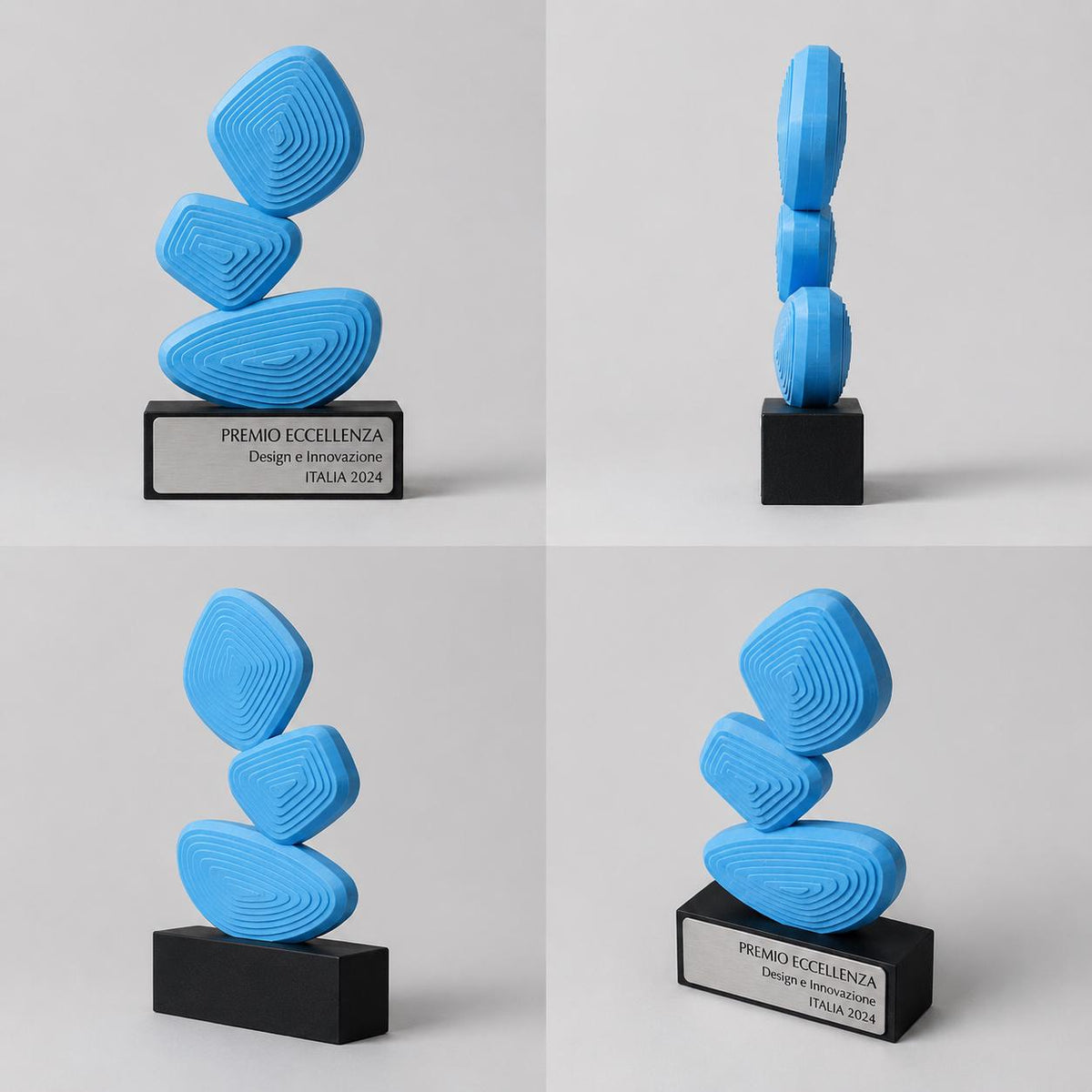 Trofeo Hi-Tech Monolito Digitale - Plexiglass Nero Lucido, Argento Specchiato e Fibra di Carbonio 3D - Premio Innovazione Tecnologica