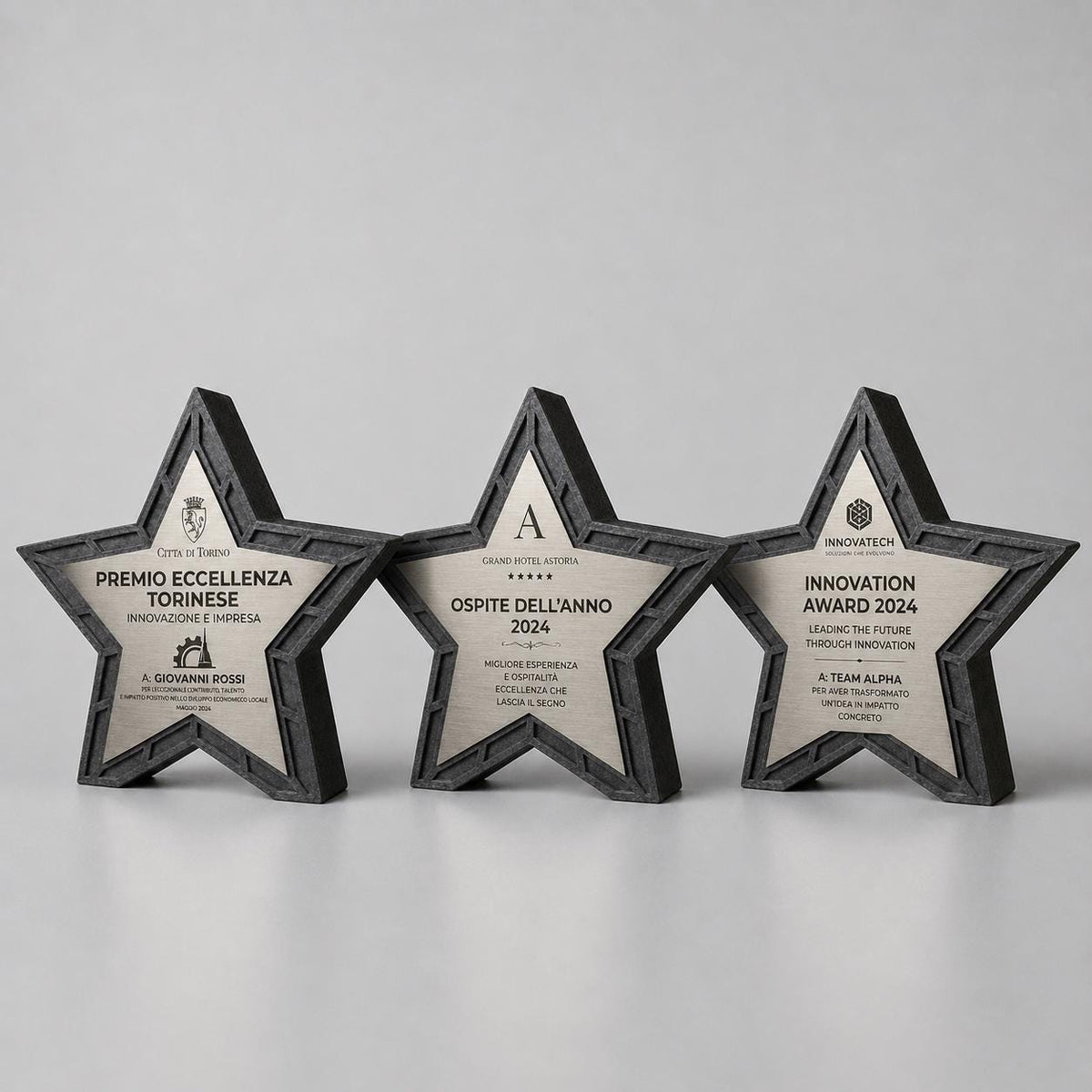 trofeo in stampa 3d a forma di stella con abs acciaio Personalizzato - Design Unico, Regalo Aziendale Moderno Trofeo "Stella dell'Eccellenza