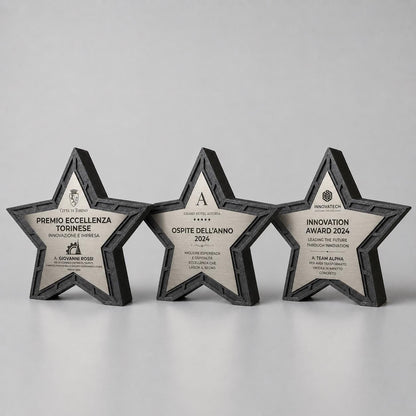 trofeo in stampa 3d a forma di stella con abs acciaio Personalizzato - Design Unico, Regalo Aziendale Moderno Trofeo "Stella dell'Eccellenza