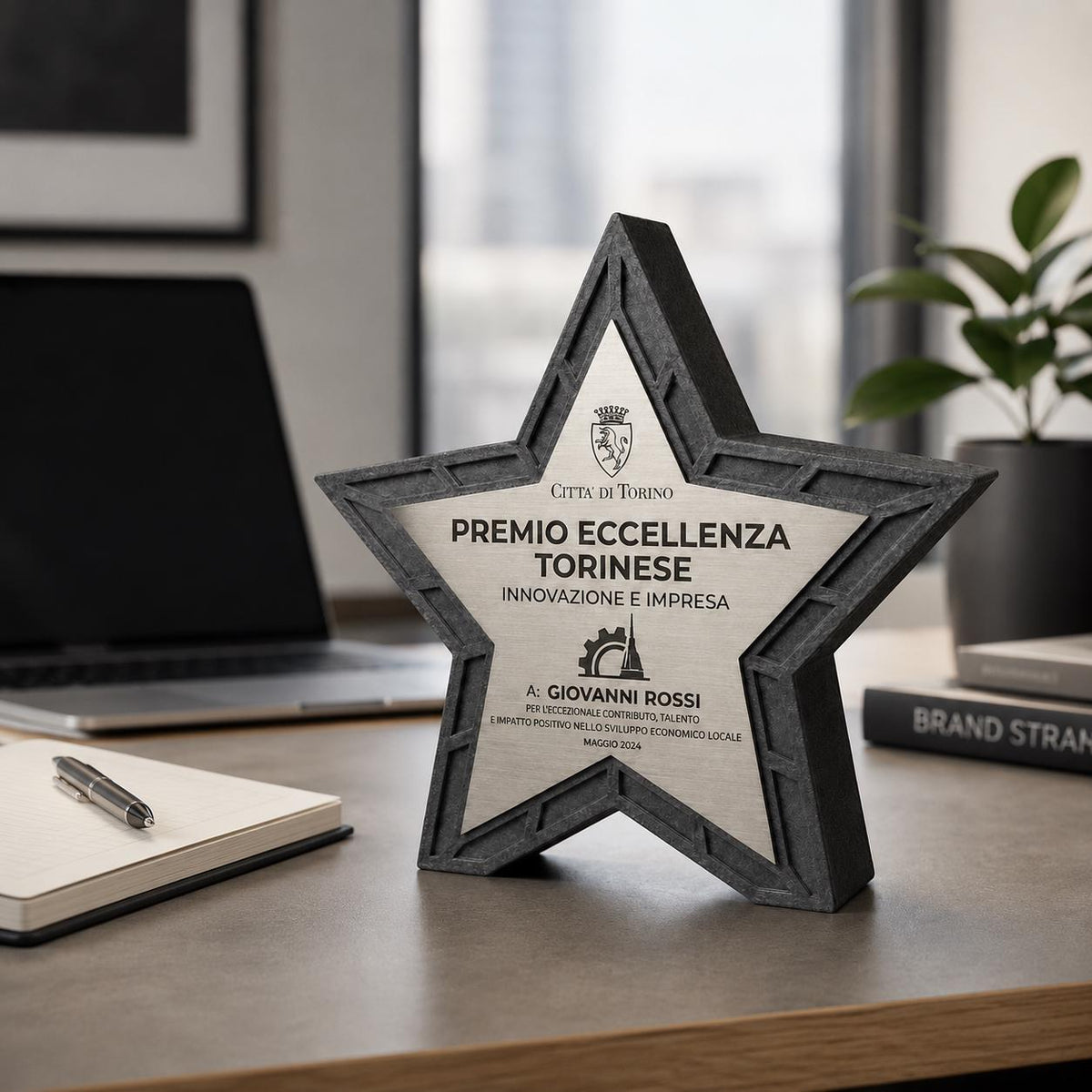trofeo in stampa 3d a forma di stella con abs acciaio Personalizzato - Design Unico, Regalo Aziendale Moderno Trofeo "Stella dell'Eccellenza