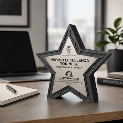trofeo in stampa 3d a forma di stella con abs acciaio Personalizzato - Design Unico, Regalo Aziendale Moderno Trofeo "Stella dell'Eccellenza