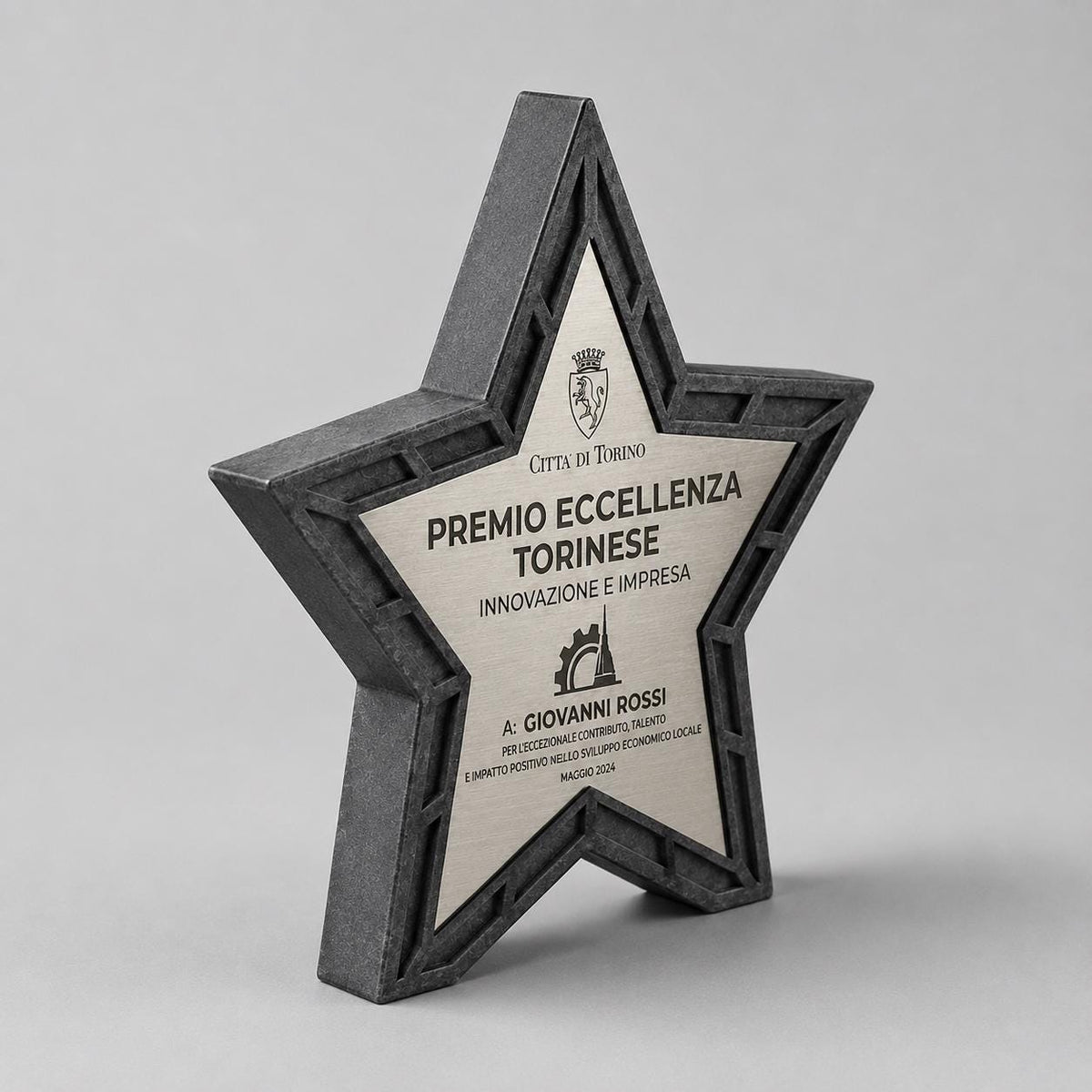 trofeo in stampa 3d a forma di stella con abs acciaio Personalizzato - Design Unico, Regalo Aziendale Moderno Trofeo "Stella dell'Eccellenza