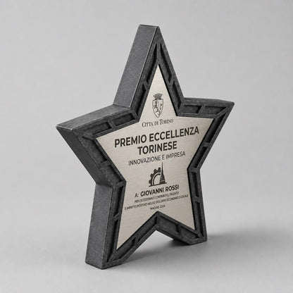 trofeo in stampa 3d a forma di stella con abs acciaio Personalizzato - Design Unico, Regalo Aziendale Moderno Trofeo "Stella dell'Eccellenza