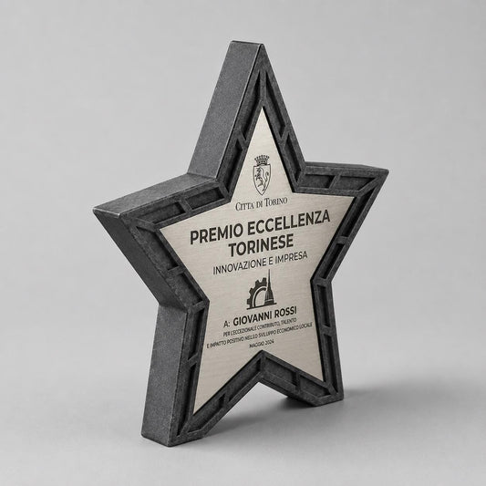 trofeo in stampa 3d a forma di stella con abs acciaio Personalizzato - Design Unico, Regalo Aziendale Moderno Trofeo "Stella dell'Eccellenza