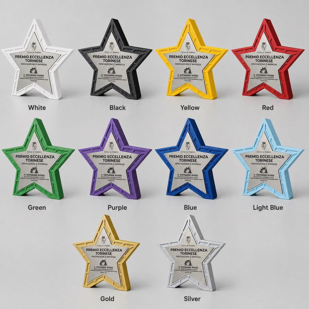 trofeo in stampa 3d a forma di stella con abs acciaio Personalizzato - Design Unico, Regalo Aziendale Moderno Trofeo "Stella dell'Eccellenza