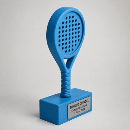 Trofeo Padel Personalizzato in Stampa 3D, Premio Racchetta Design Cartoon, Torneo Padel e Campionato, Riconoscimento Sportivo con Targhetta