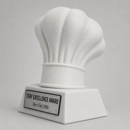 Trofeo Chef Personalizzato in Stampa 3D, Premio Cucina e Pasticceria, Gara Gastronomica e Contest Culicario, Regalo per Cuoco con Targhetta