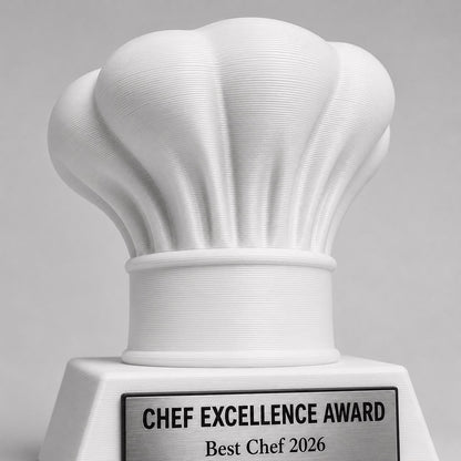 Trofeo Chef Personalizzato in Stampa 3D, Premio Cucina e Pasticceria, Gara Gastronomica e Contest Culicario, Regalo per Cuoco con Targhetta
