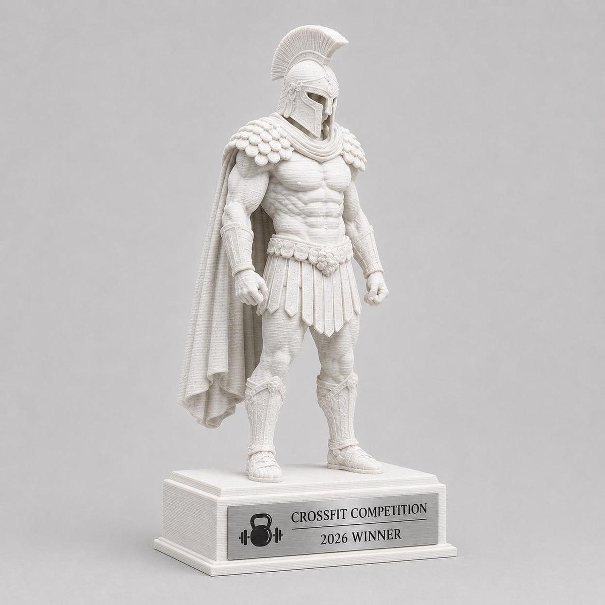 Trofeo Spartan Warrior personalizzato stampa 3D, premio CrossFit trofeo palestra statua guerriero spartano, award fitness, targa ABS acciaio