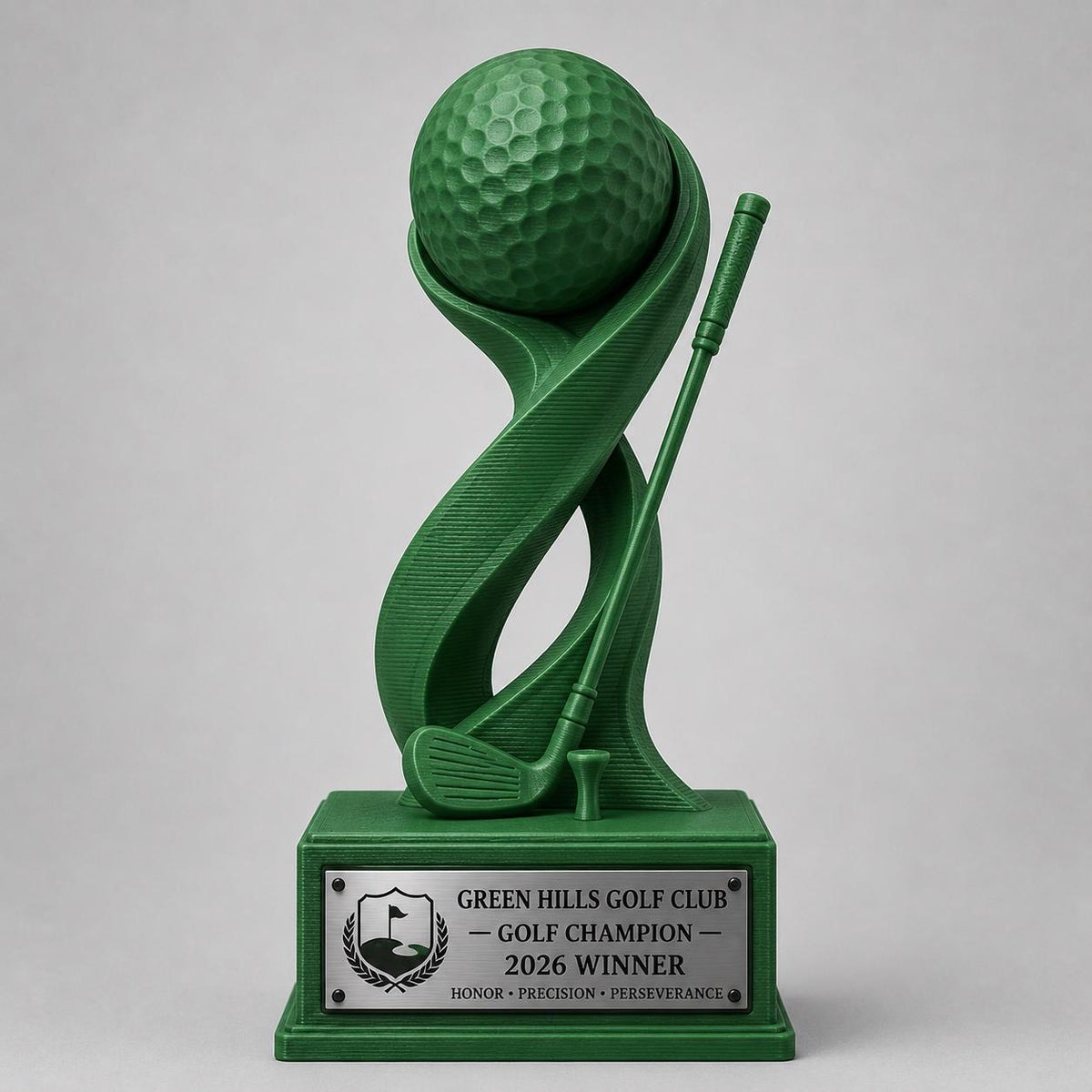 Trofeo Golf Personalizzato Stampa 3D Rosa | Premio Torneo Femminile Design Moderno | Regalo Golfista Placca Incisa Personalizzabile