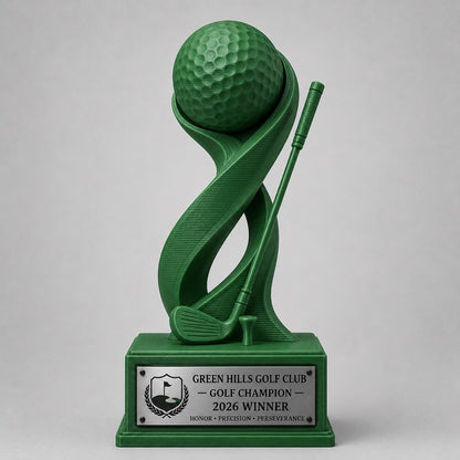 Trofeo Golf Personalizzato Stampa 3D Rosa | Premio Torneo Femminile Design Moderno | Regalo Golfista Placca Incisa Personalizzabile