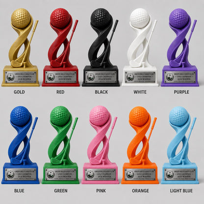 Trofeo Golf Personalizzato Stampa 3D Rosa | Premio Torneo Femminile Design Moderno | Regalo Golfista Placca Incisa Personalizzabile