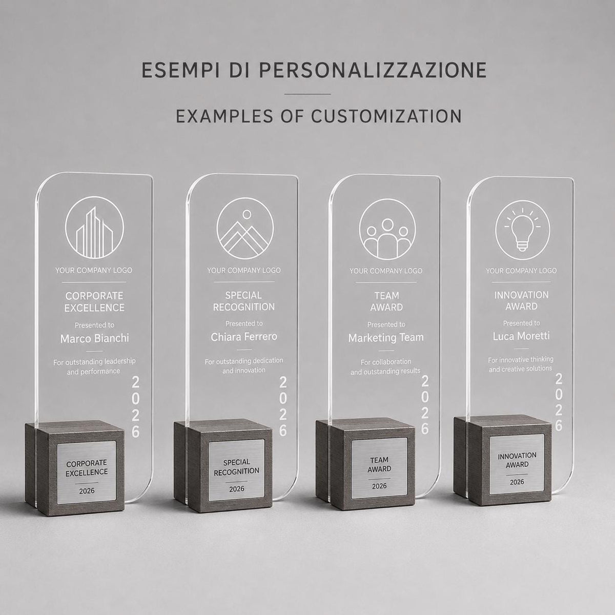 Premio inciso su plexiglas personalizzato, design personalizzato, targa moderna in plexiglas, mini, piccolo, medio, grande personalizzabile