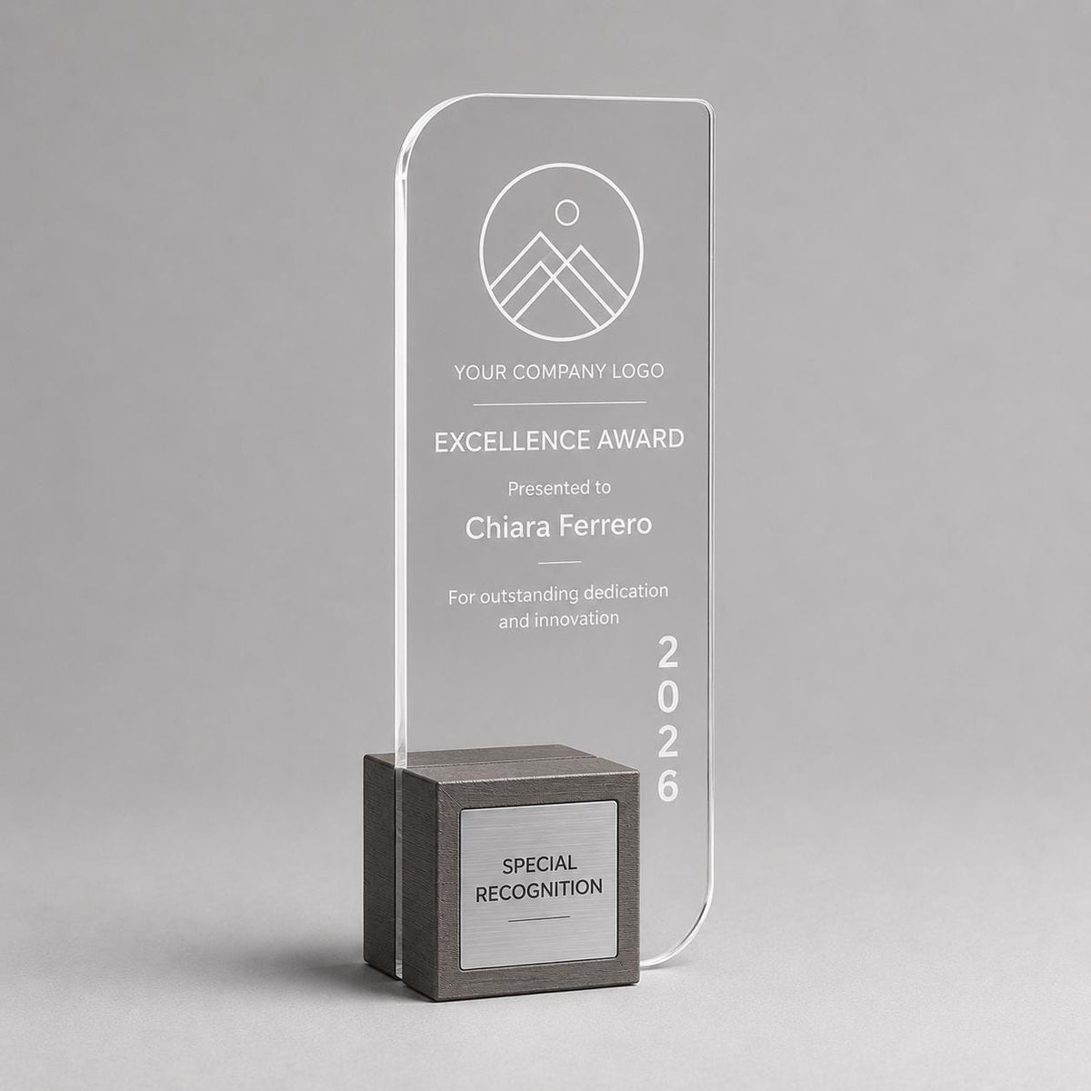 Premio inciso su plexiglas personalizzato, design personalizzato, targa moderna in plexiglas, mini, piccolo, medio, grande personalizzabile