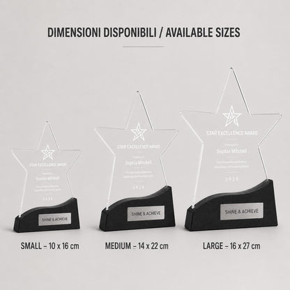 Premio stelle ufficio colorato inciso su plexiglas personalizzato, design personalizzato, targa moderna in plexiglas, personalizzabile targa