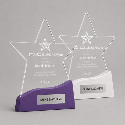 Premio stelle ufficio colorato inciso su plexiglas personalizzato, design personalizzato, targa moderna in plexiglas, personalizzabile targa