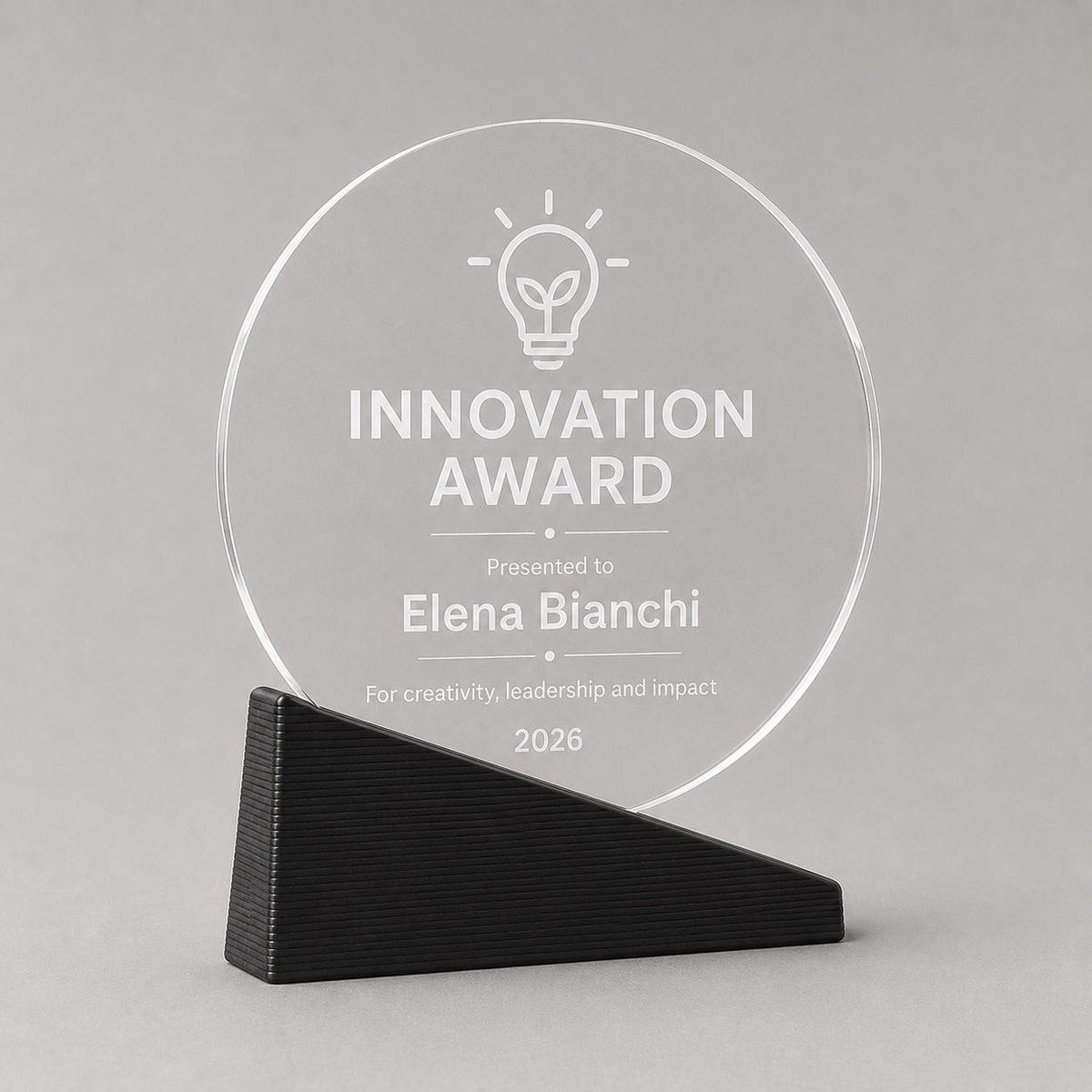 Premio tondo base colorata inciso su plexiglas personalizzato, design personalizzato, targa moderna in plexiglas, personalizzabile targa
