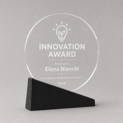 Premio tondo base colorata inciso su plexiglas personalizzato, design personalizzato, targa moderna in plexiglas, personalizzabile targa