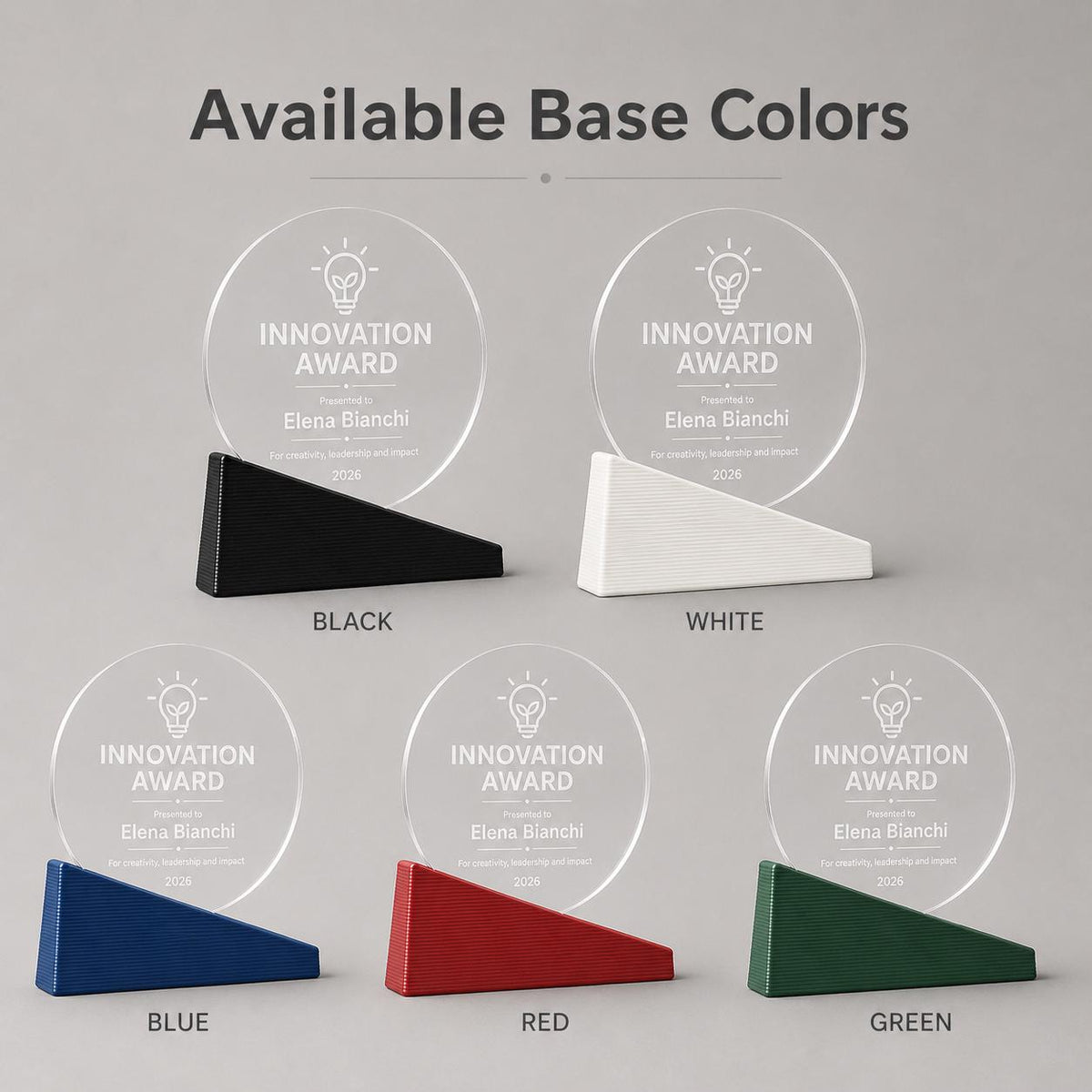 Premio tondo base colorata inciso su plexiglas personalizzato, design personalizzato, targa moderna in plexiglas, personalizzabile targa