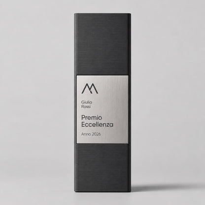 Premio eccellenza Minimalista in Stampa 3D e Acciaio Spazzolato | Trofeo di Riconoscimento Personalizzato Moderno | Premio Leadership