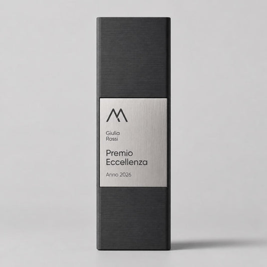 Premio eccellenza Minimalista in Stampa 3D e Acciaio Spazzolato | Trofeo di Riconoscimento Personalizzato Moderno | Premio Leadership