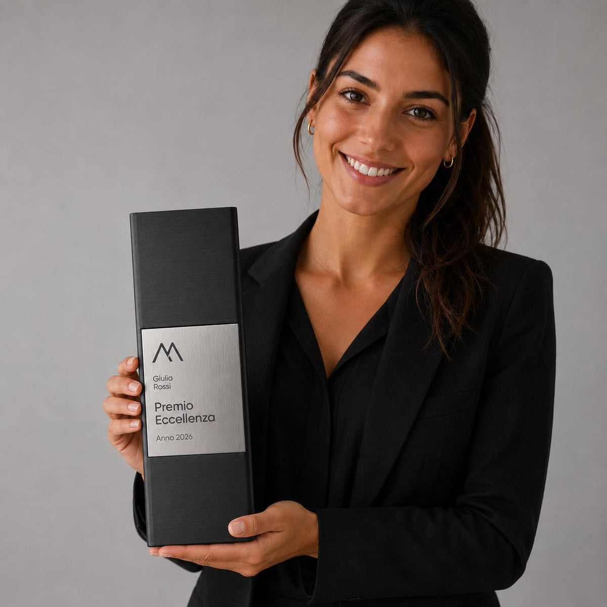 Premio eccellenza Minimalista in Stampa 3D e Acciaio Spazzolato | Trofeo di Riconoscimento Personalizzato Moderno | Premio Leadership