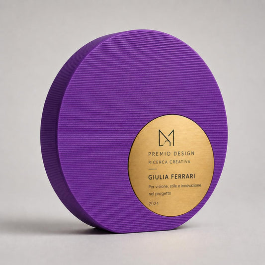 Placca tondo Aziendale Minimalista in Stampa 3D e Acciaio Spazzolato | Trofeo di Riconoscimento Personalizzato Moderno | Premio Leadership