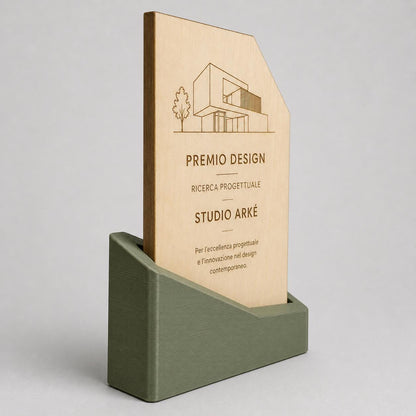Premio ecologico in legno colorato inciso personalizzato, design personalizzato, targa moderna in legno, personalizzabile targa