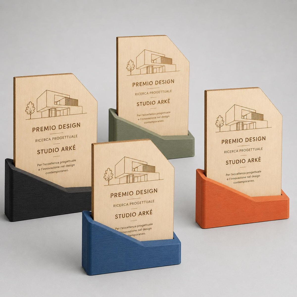 Premio ecologico in legno colorato inciso personalizzato, design personalizzato, targa moderna in legno, personalizzabile targa