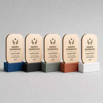 Premio ecologico in legno colorato inciso personalizzato, design personalizzato, targa moderna in legno, personalizzabile targa