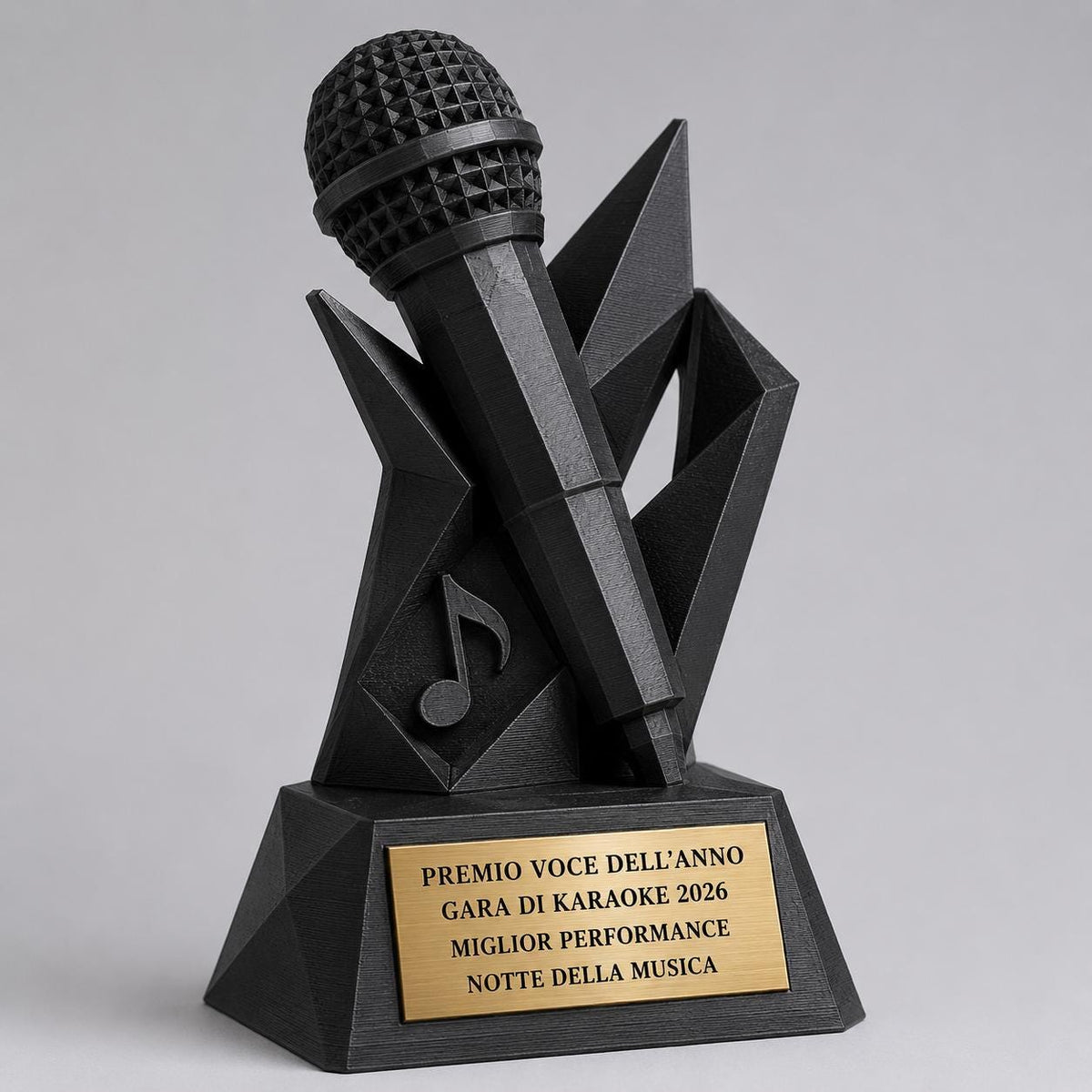 Trofeo Microfono Musicale Personalizzato in Stampa 3D | Premio Voce dell'Anno e Miglior Performance | Targa Oro Incisa Canto e Karaoke