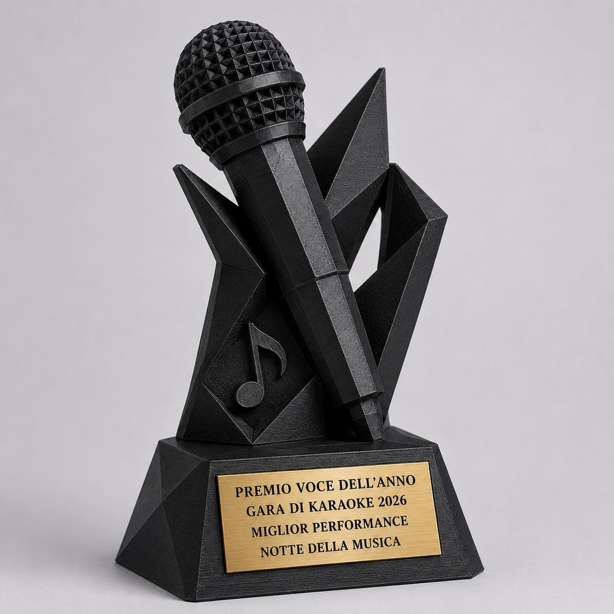 Trofeo Microfono Musicale Personalizzato in Stampa 3D | Premio Voce dell'Anno e Miglior Performance | Targa Oro Incisa Canto e Karaoke