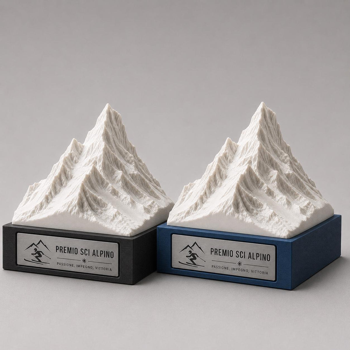 Trofeo Sci Alpino e Montagna in 3D | Premio Gara di Sci e Snowboard Personalizzato | Targa Acciaio Incisa Gara Invernale Sci Club