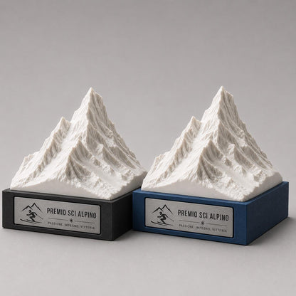 Trofeo Sci Alpino e Montagna in 3D | Premio Gara di Sci e Snowboard Personalizzato | Targa Acciaio Incisa Gara Invernale Sci Club