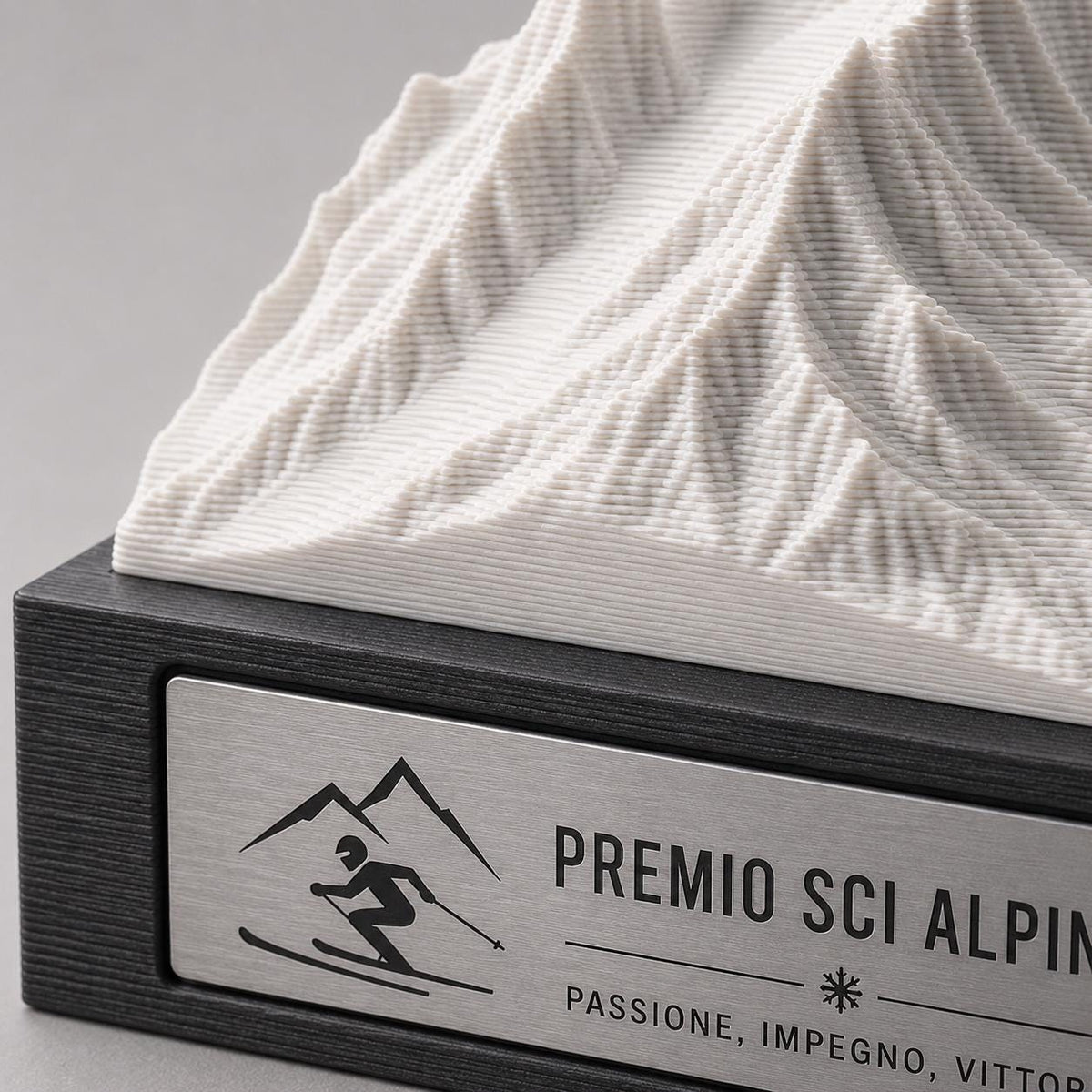 Trofeo Sci Alpino e Montagna in 3D | Premio Gara di Sci e Snowboard Personalizzato | Targa Acciaio Incisa Gara Invernale Sci Club