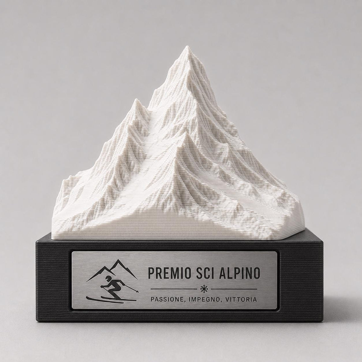 Trofeo Sci Alpino e Montagna in 3D | Premio Gara di Sci e Snowboard Personalizzato | Targa Acciaio Incisa Gara Invernale Sci Club